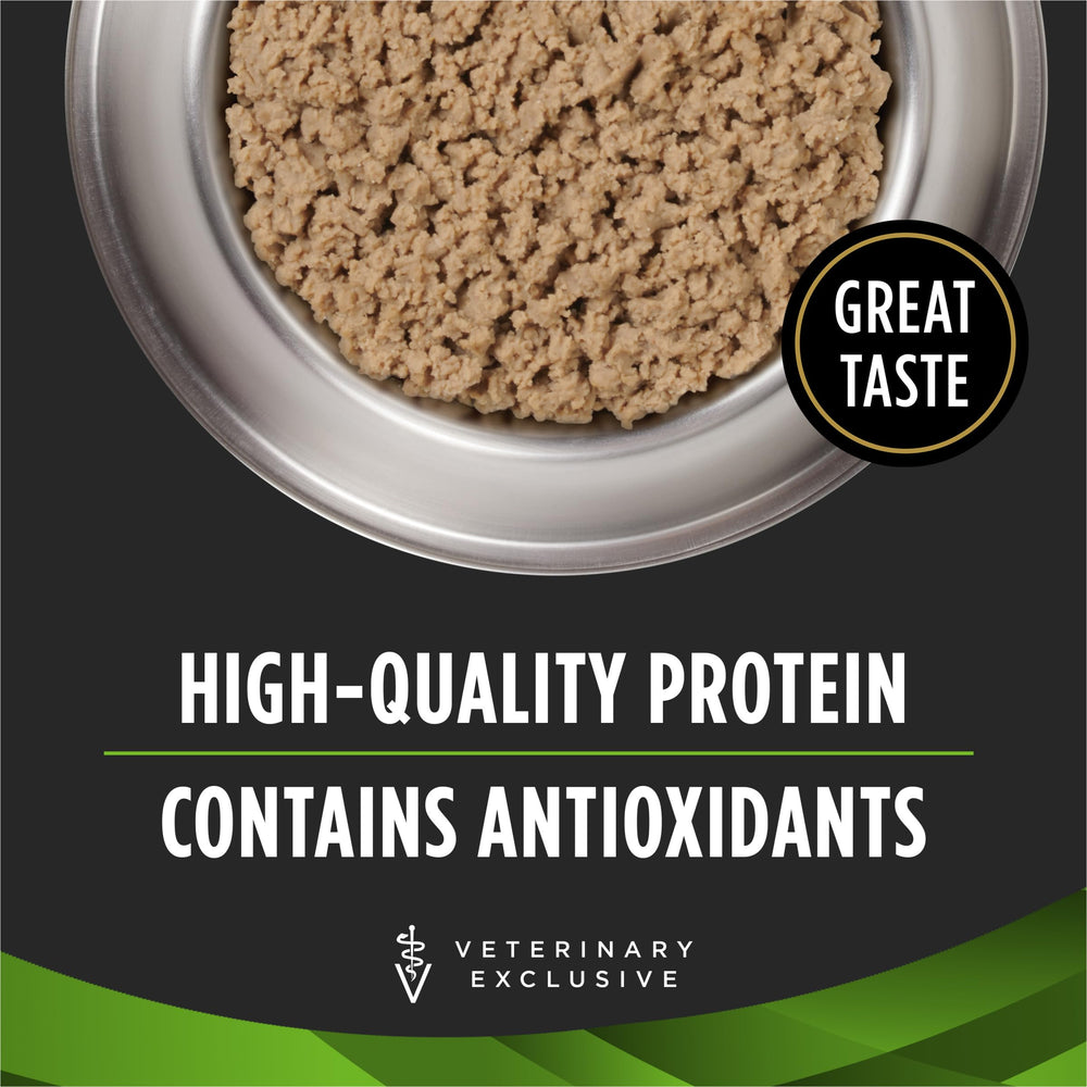 Purina Pro Plan HA hydrolyzed chicken label close-up emphasizing hydrolyzed protein benefits