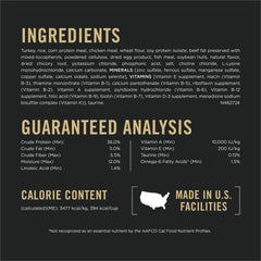 Purina Pro Plan Hairball Indoor Turkey Rice ingredients highlight emphasizing real turkey.