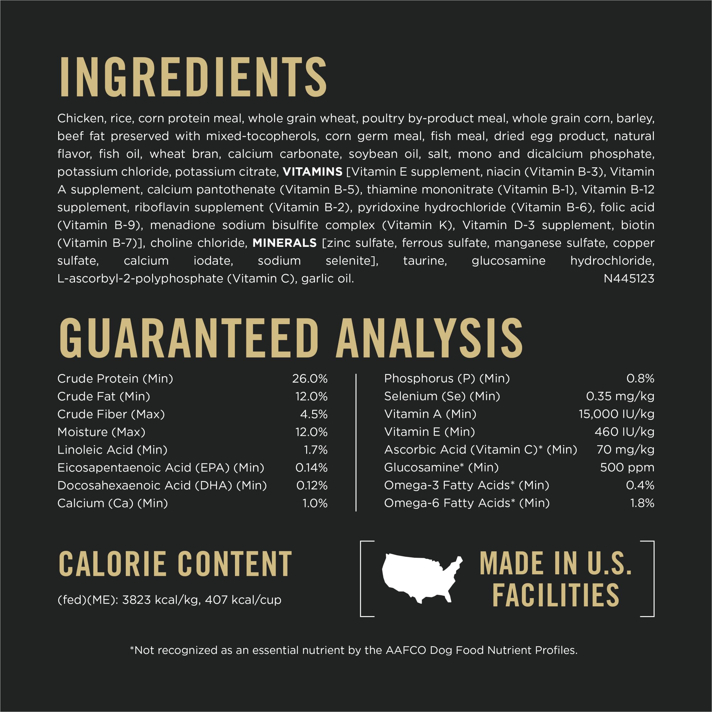 Purina Pro Plan high protein large breed dog food served in dish illustrating portioning.
