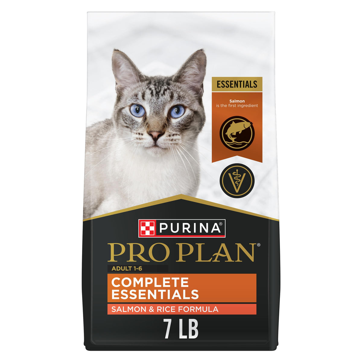 Purina Pro Plan high-protein salmon bag front supports active cats.