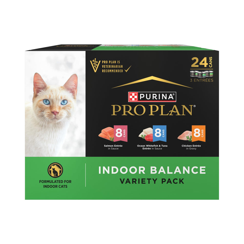 Purina Pro Plan Indoor Balance chicken can; protein-rich indoor cat meal