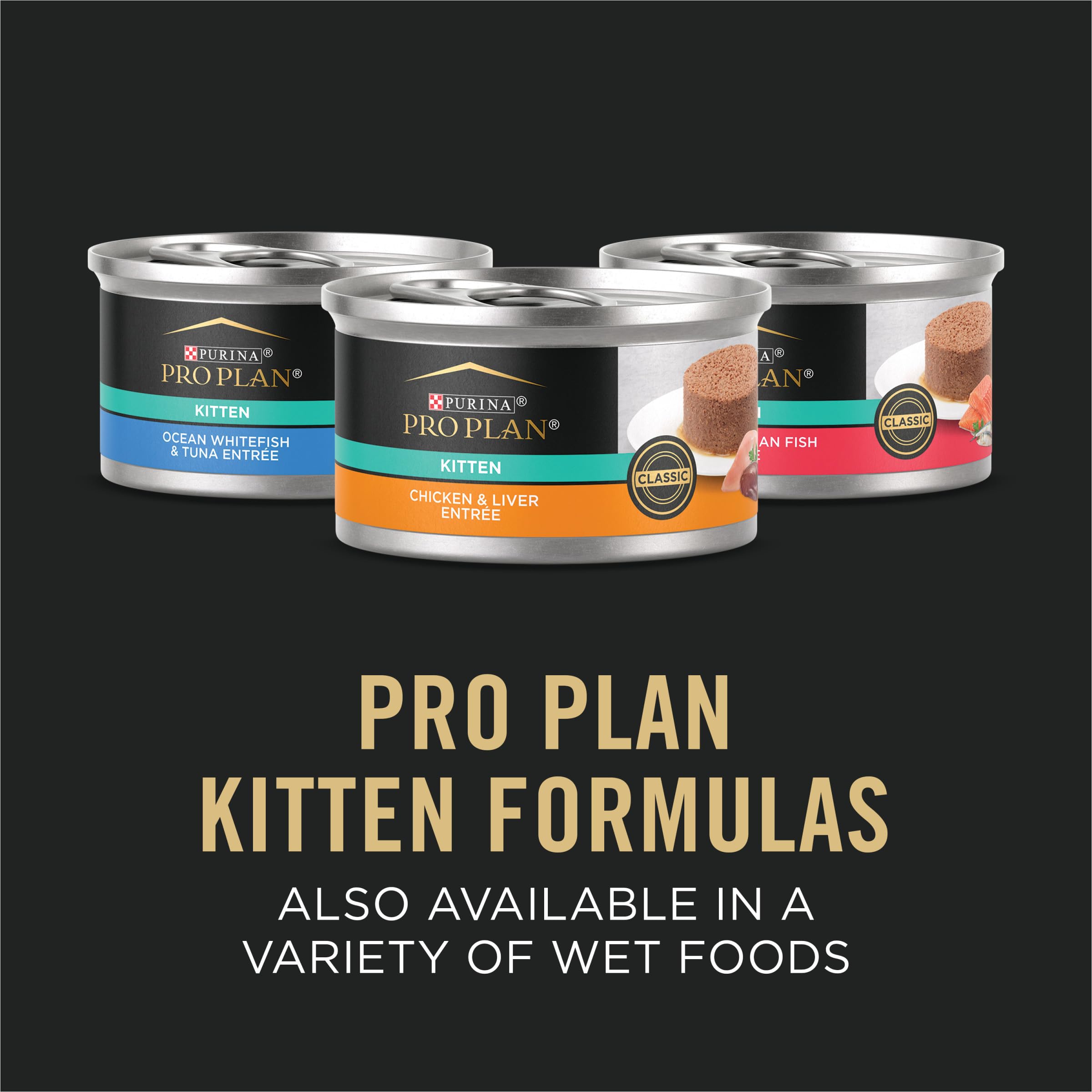Purina Pro Plan kitten dry food high-protein recipe for growth and energy.