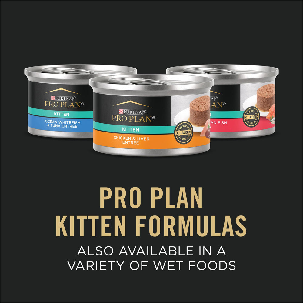 Purina Pro Plan kitten dry food high-protein recipe for growth and energy.