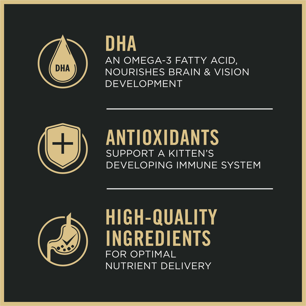 Purina Pro Plan kitten dry food immune and digestive health through probiotics.