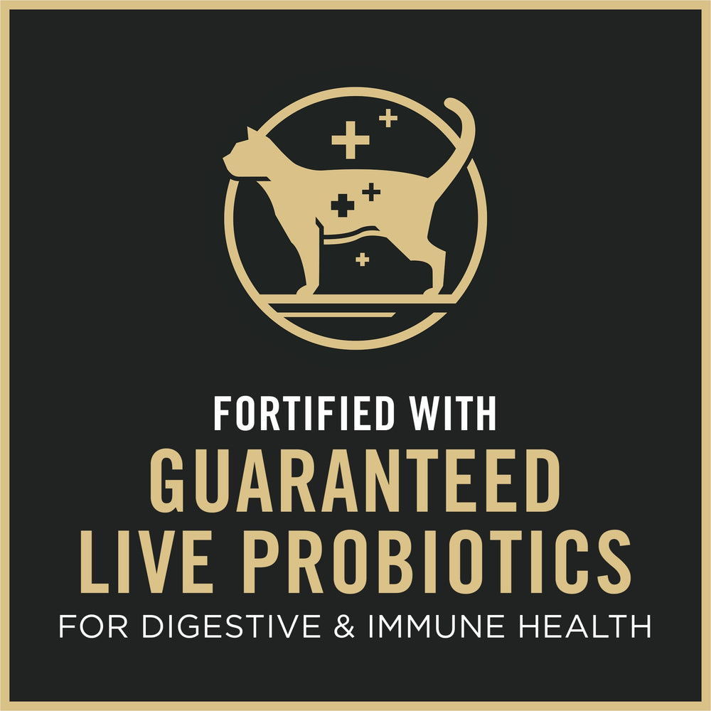 Purina Pro Plan Kitten with guaranteed probiotics supports digestive health and immunity.