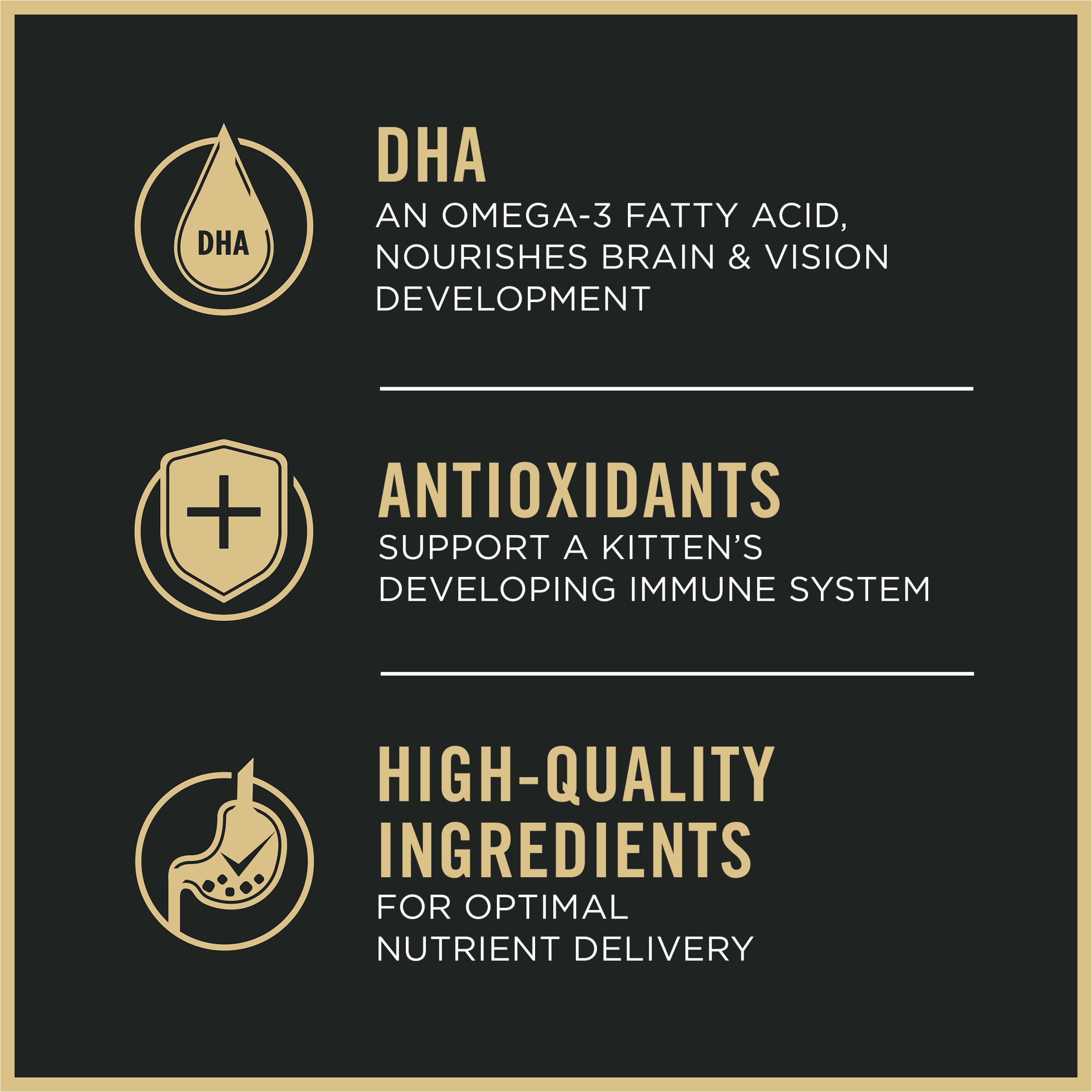 Purina Pro Plan Kitten kibble helps meet growing appetites with quality nutrition.