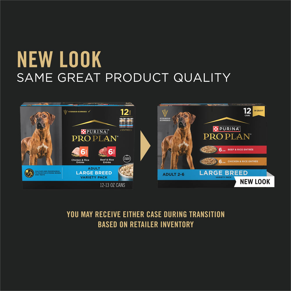 Purina Pro Plan Large Breed Beef in Gravy can for protein-rich meals.