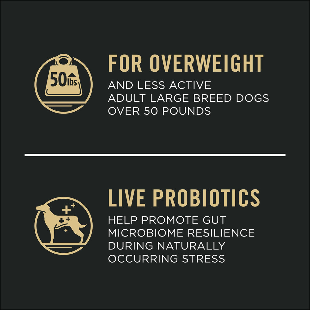 Purina Pro Plan Large Breed chicken-first formula image highlights real chicken as first ingredient.