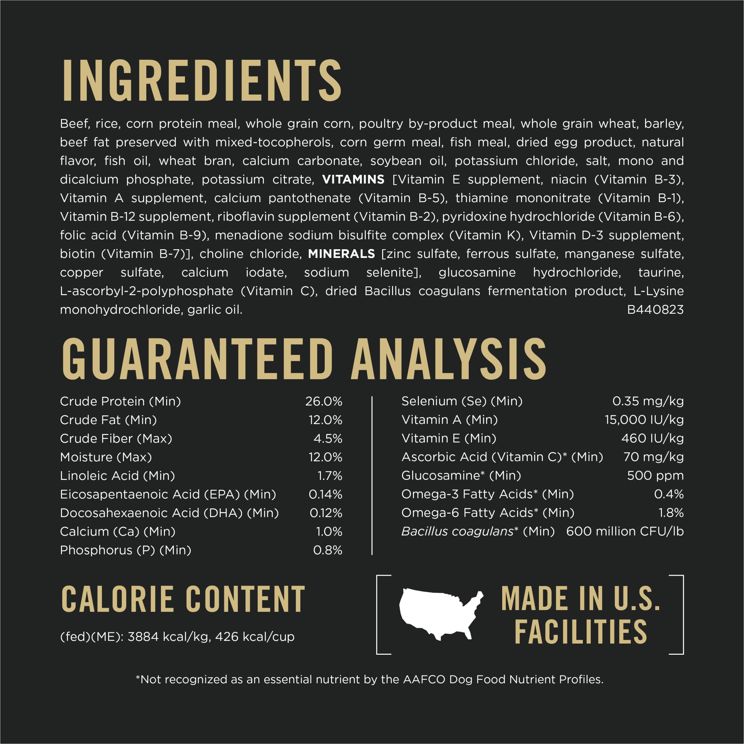 Purina Pro Plan Large Breed ingredient-first-beef close-up emphasizes high-protein beef