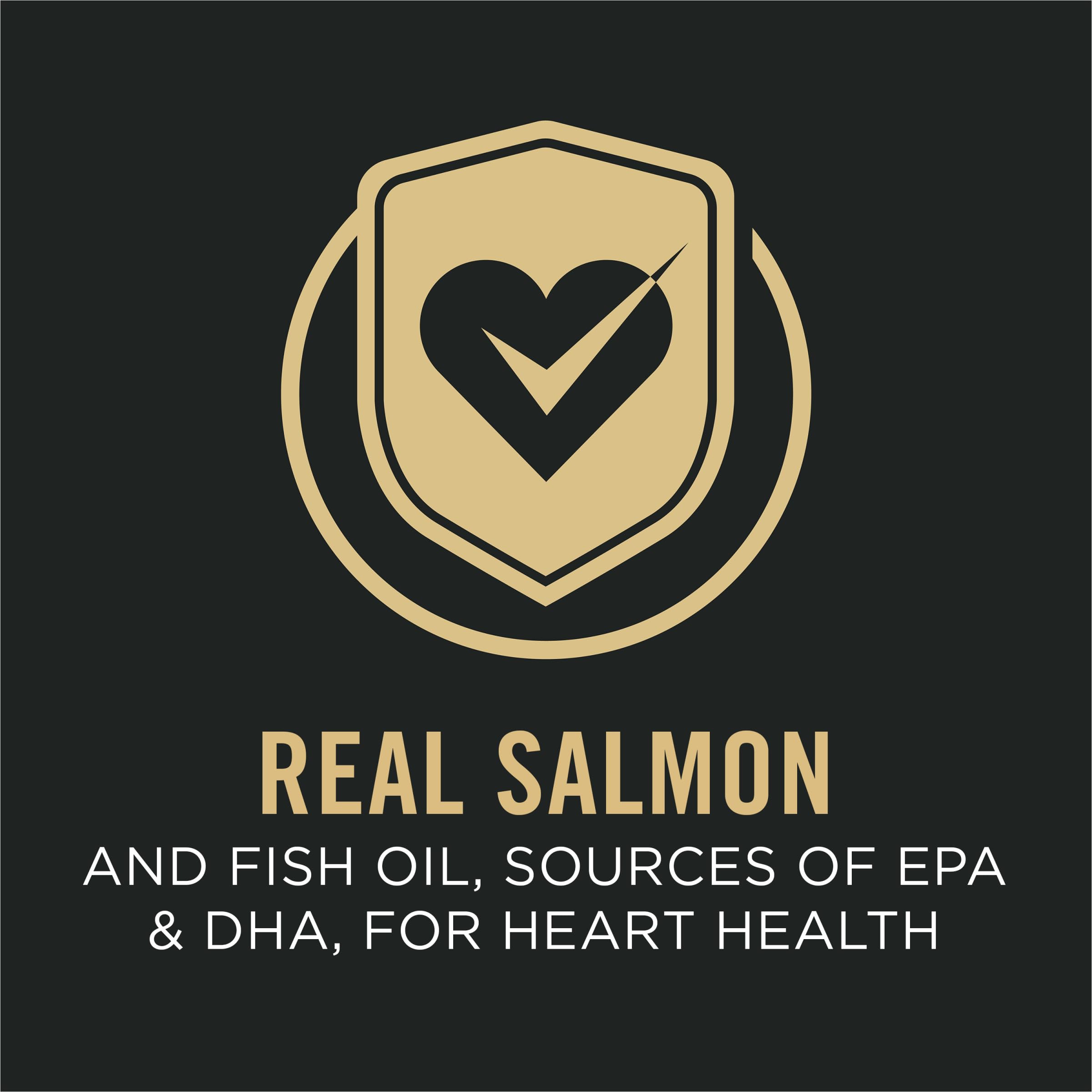 Purina Pro Plan Large Breed kibble close-up with salmon first ingredient for muscle support.