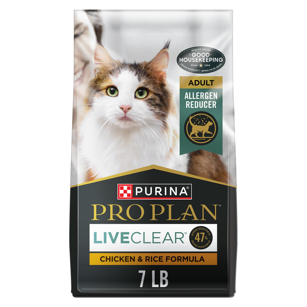 Purina Pro Plan LIVECLEAR chicken-first ingredient supports muscle strength.