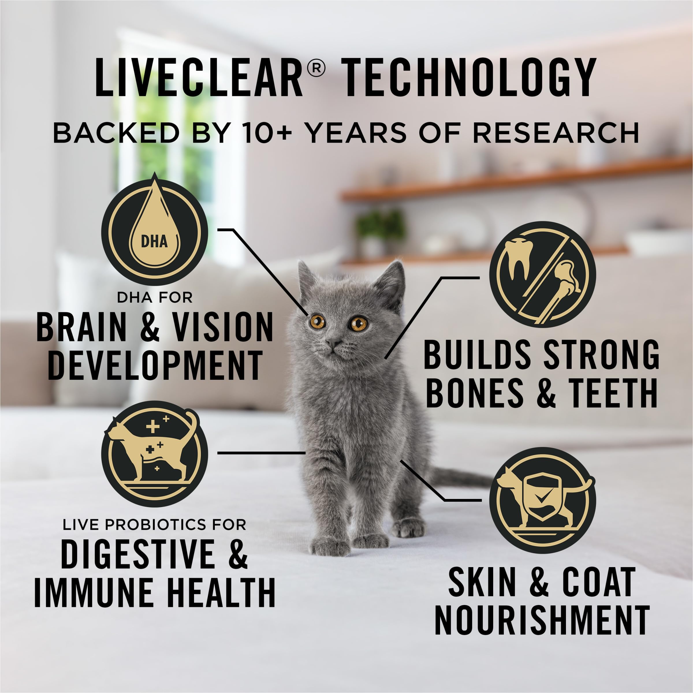 Purina Pro Plan LiveClear chicken and rice recipe close-up image.