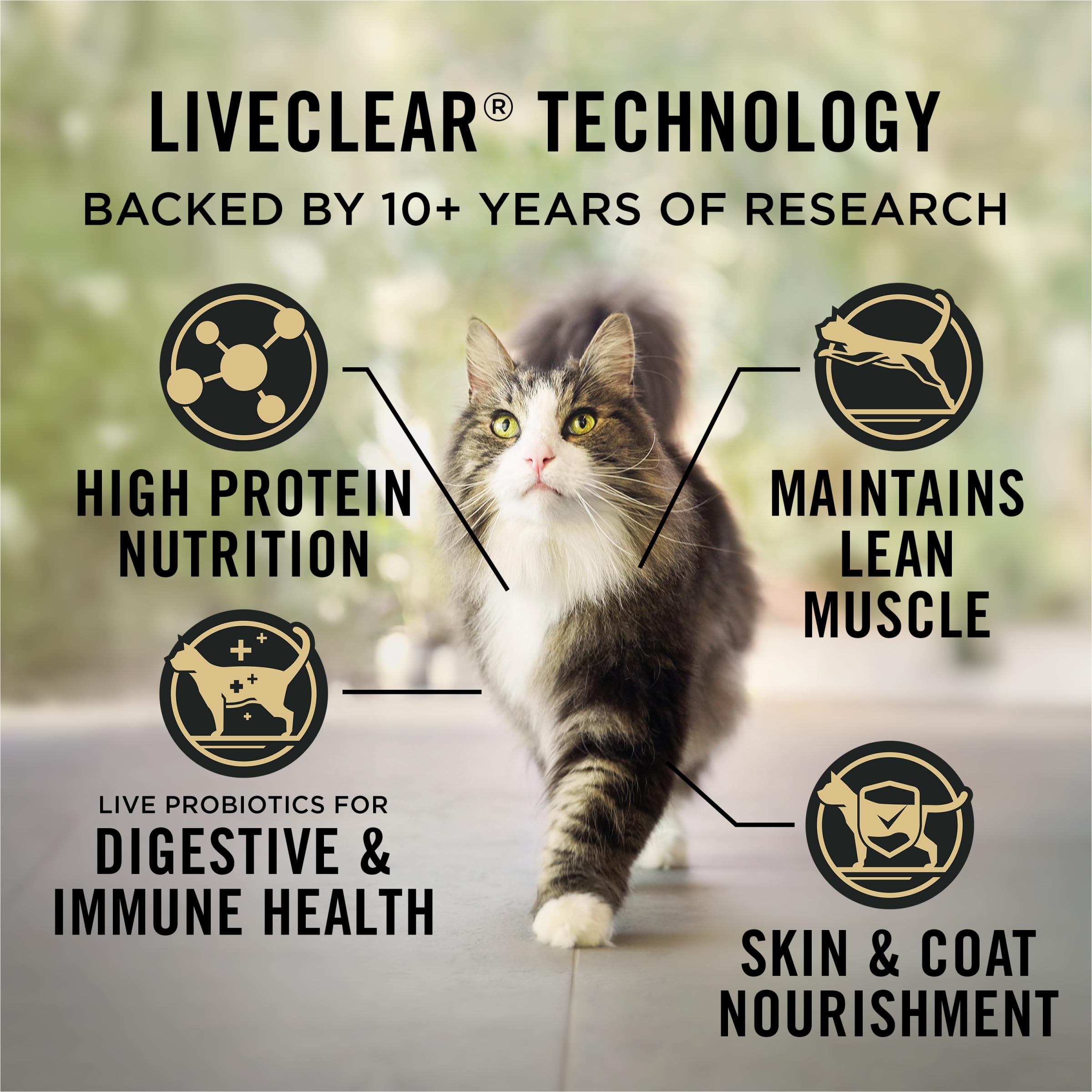 Purina Pro Plan LiveClear natural prebiotic fiber ingredient label close-up for gut health