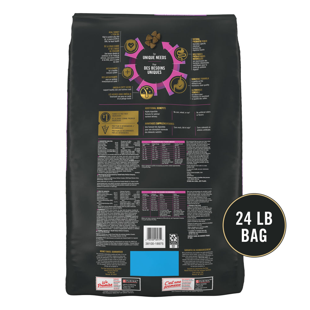 Purina Pro Plan no corn, wheat, or soy badge reassures allergen-conscious nutrition.