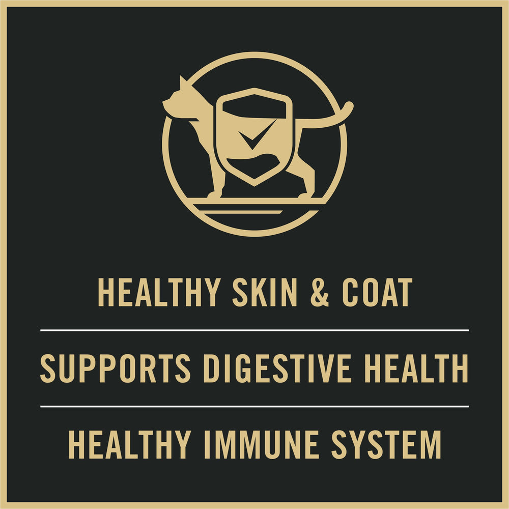 Purina Pro Plan Omega-6 and vitamin A nourish skin and coat.