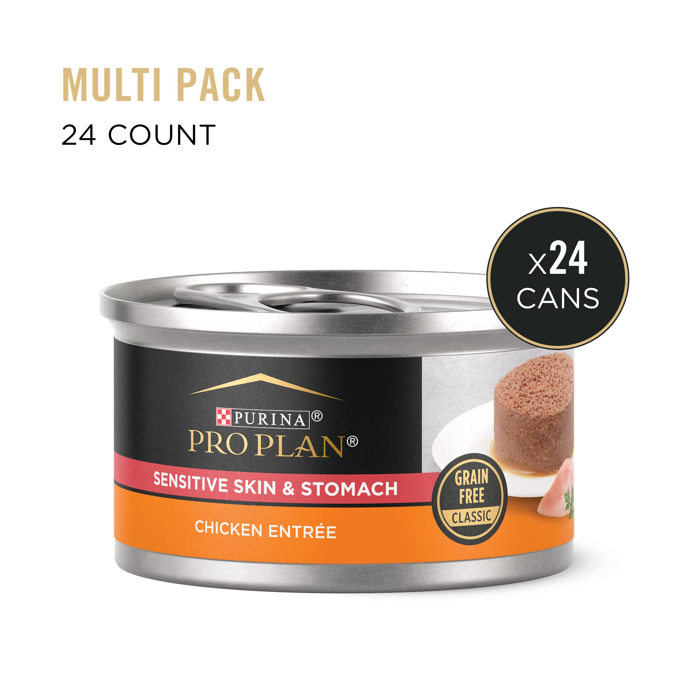 Display of Purina Pro Plan 24-can pack for convenient weekly meals