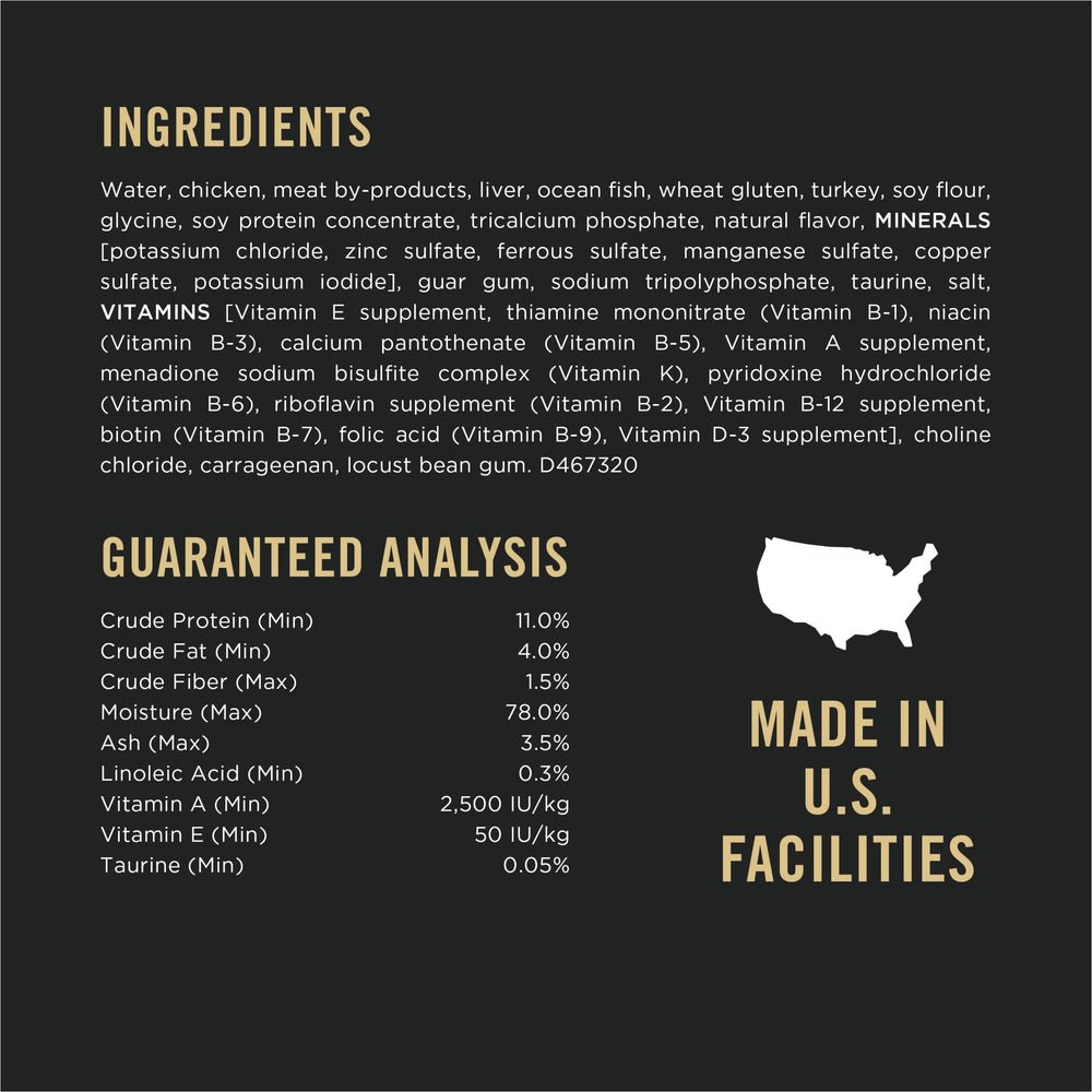 Purina Pro Plan taurine and vision-benefit note on packaging