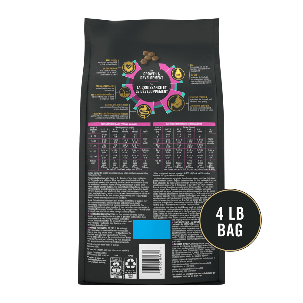Purina Pro Plan Puppy Salmon and Rice antioxidant blend for immune support.