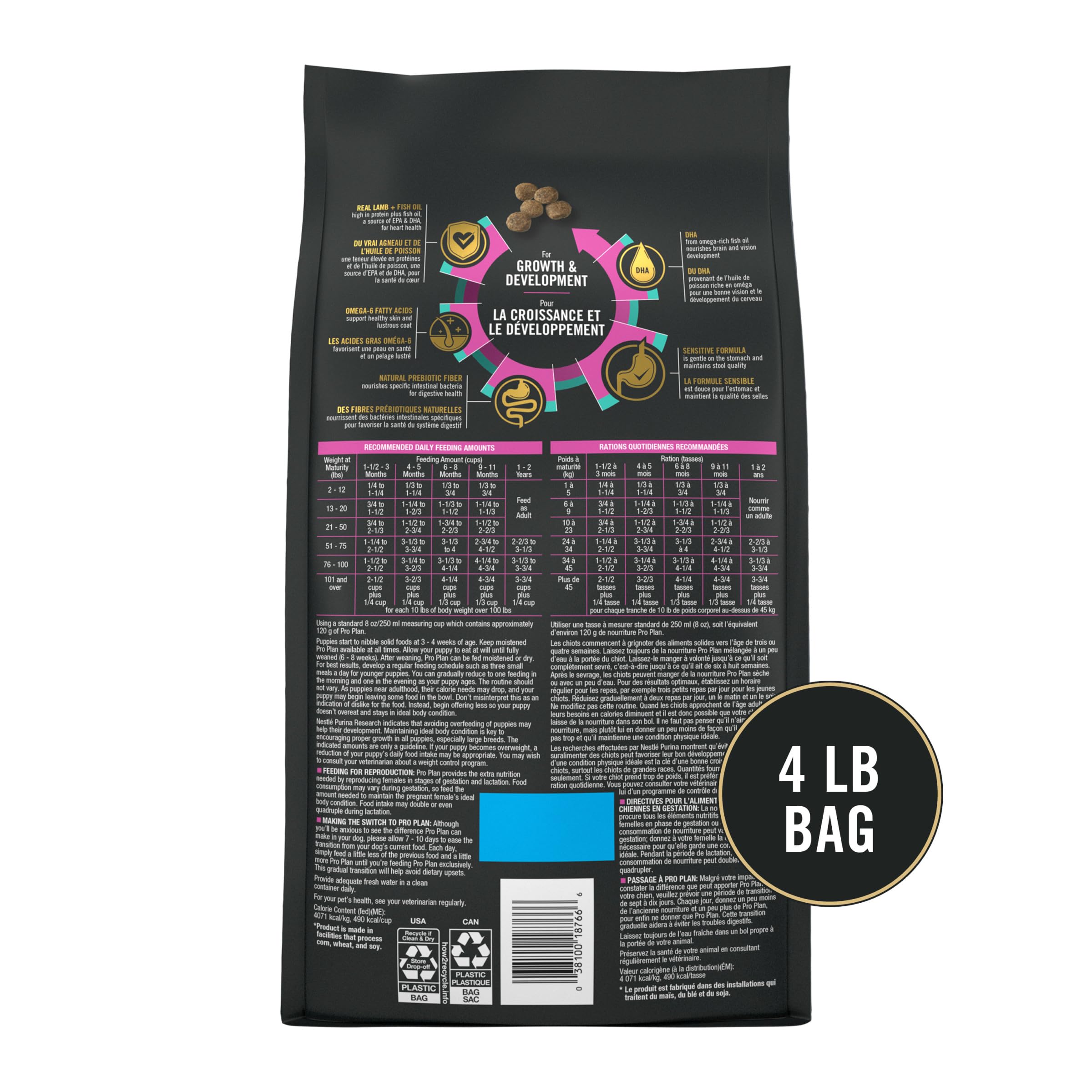 Purina Pro Plan puppy live probiotics image suggests digestive health support.