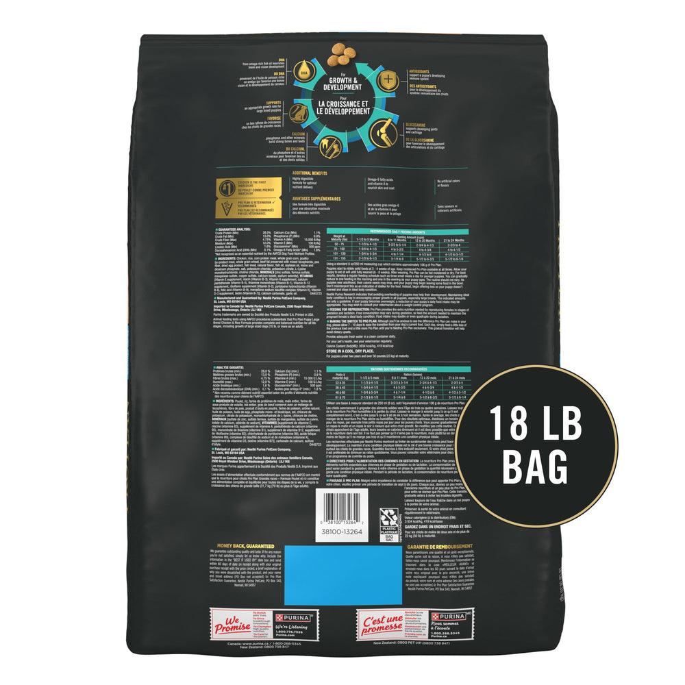 Purina Pro Plan puppy kibble with vitamin A and omega-6 for skin and coat