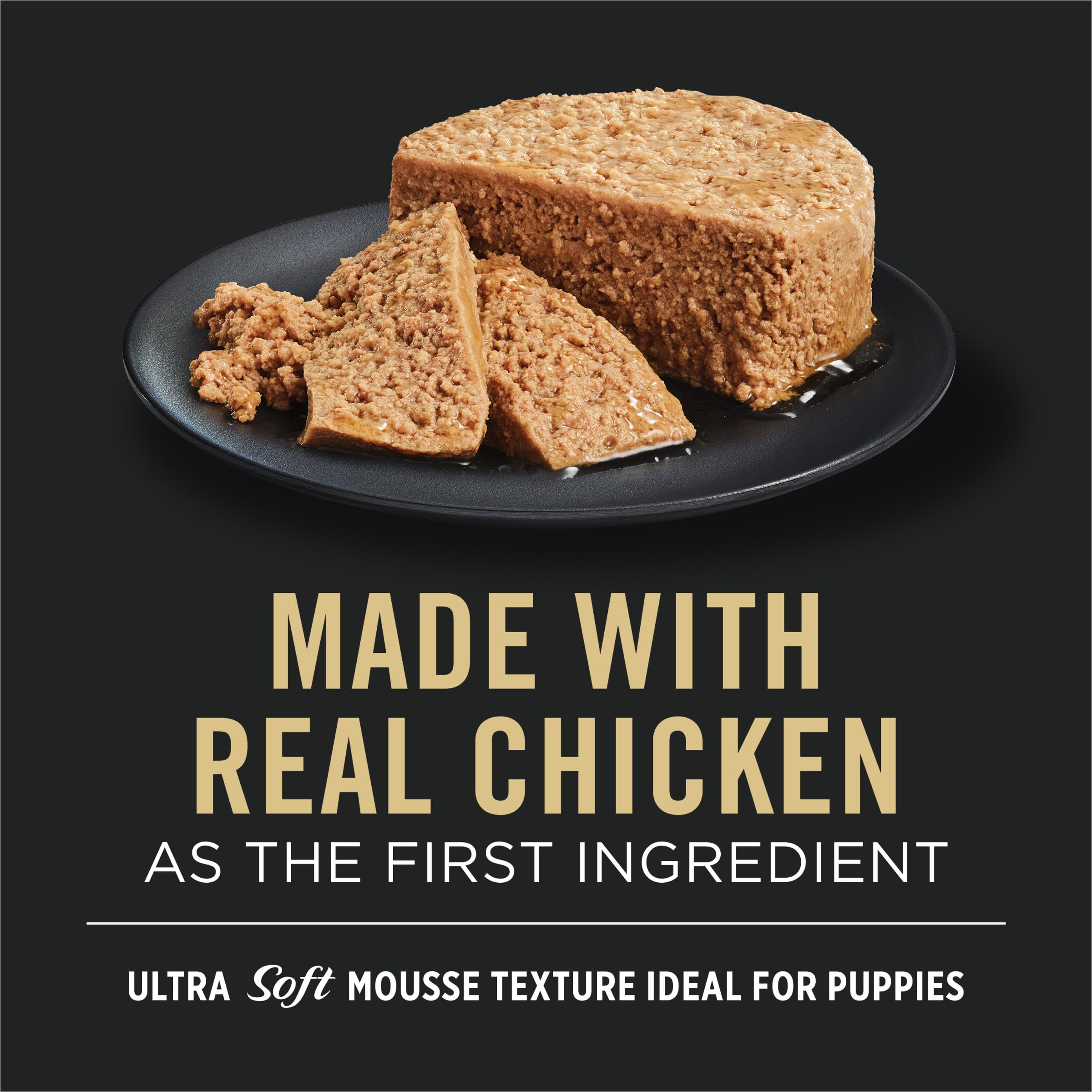 Purina Pro Plan Puppy Starter Mousse texture close-up showing ultra-soft palatable form