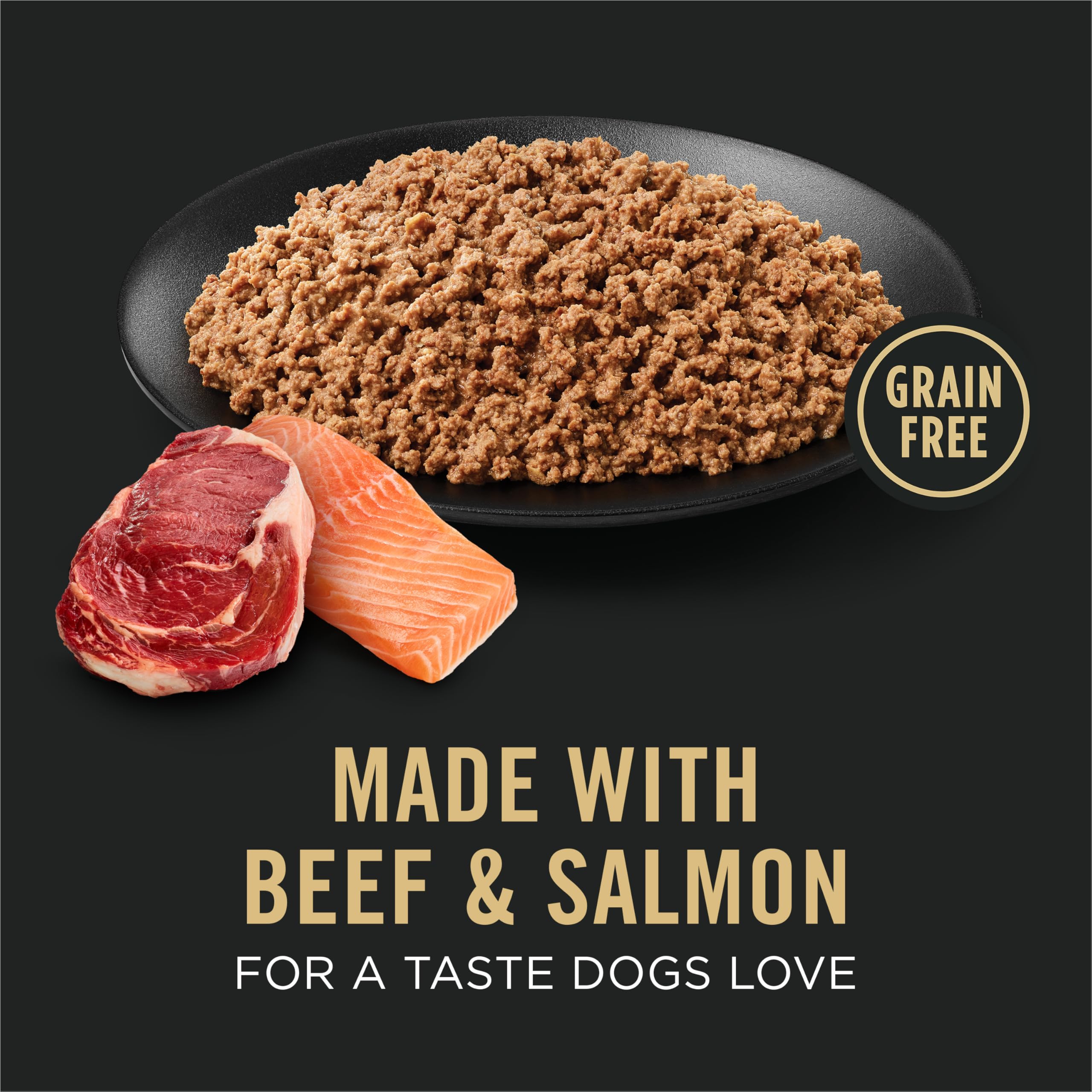 Purina Pro Plan salmon-flavor image shows tasty protein for adult dogs.