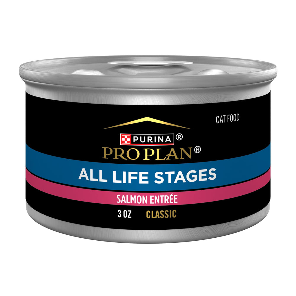 Purina Pro Plan Salmon Pate Classic Entree served in a bowl supports balanced nutrition for all life stages