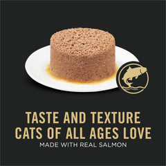 Purina Pro Plan Salmon Pate Classic Entree can 3oz shown for easy portioning in multi-cat homes