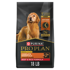 Purina Pro Plan Senior beef kibble front view supports lean muscle with high protein