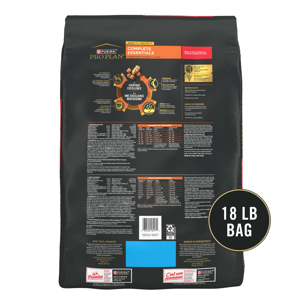 Purina Pro Plan Senior omega-3 and glucosamine image suggests joint mobility support