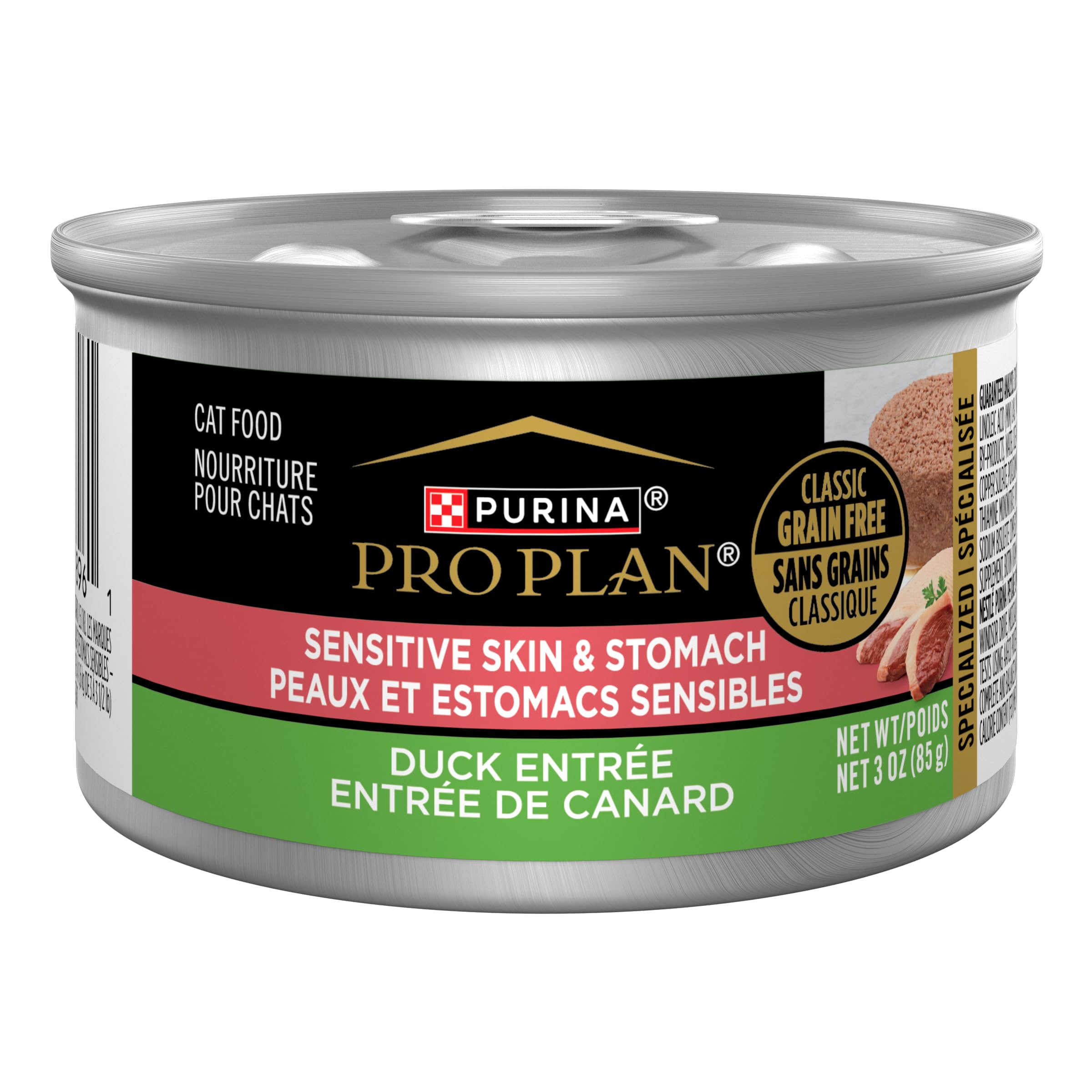 Purina Pro Plan Sensitive Skin and Stomach duck entree can highlights real duck protein for picky eaters