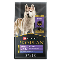 Purina Pro Plan Small Bites SPORT 27/17 Lamb and Rice bag front for easy feeding.