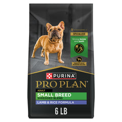 Purina Pro Plan Small Breed bag front highlighting high-protein nutrition for active dogs