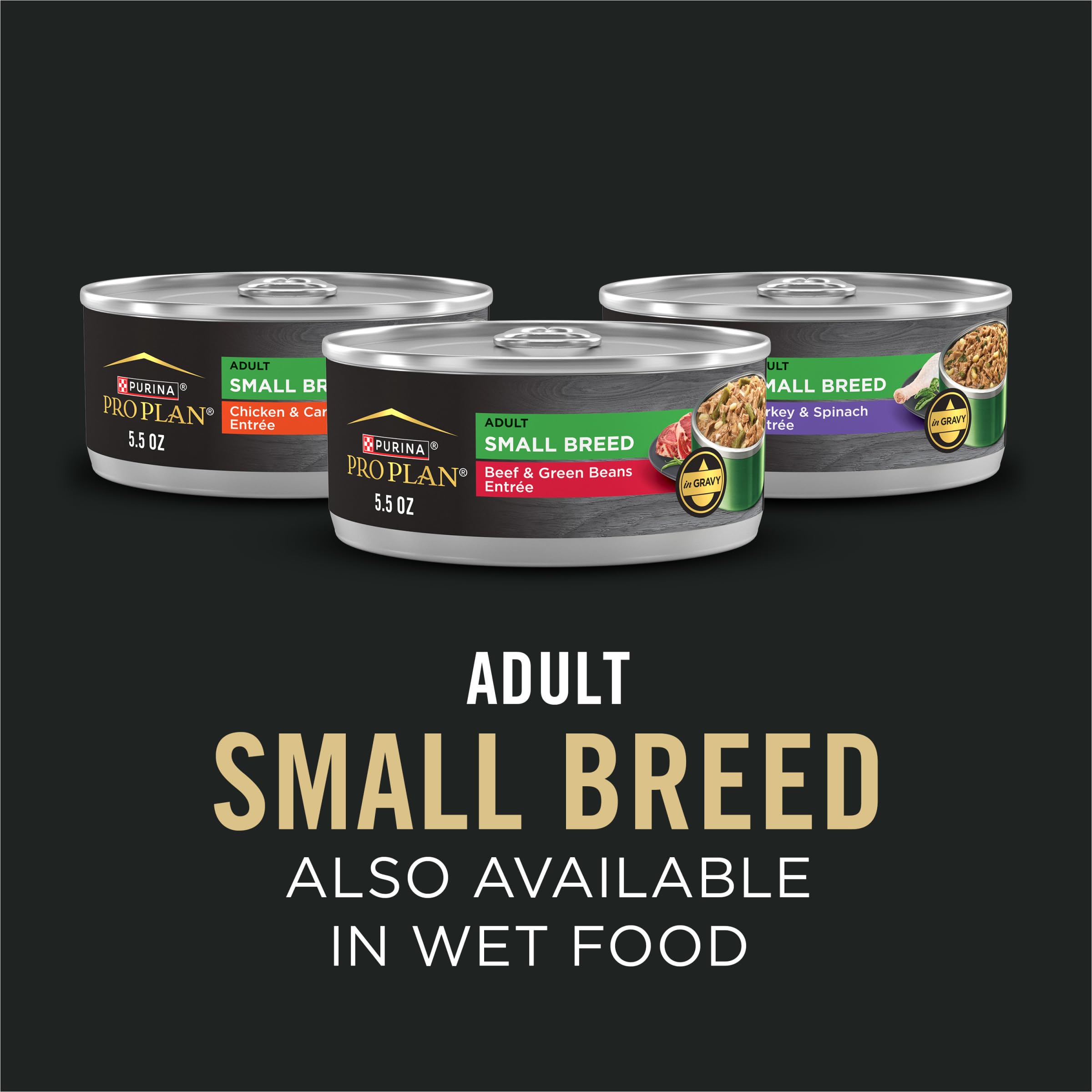 Purina Pro Plan Small Breed minerals image highlights strong bones and teeth.