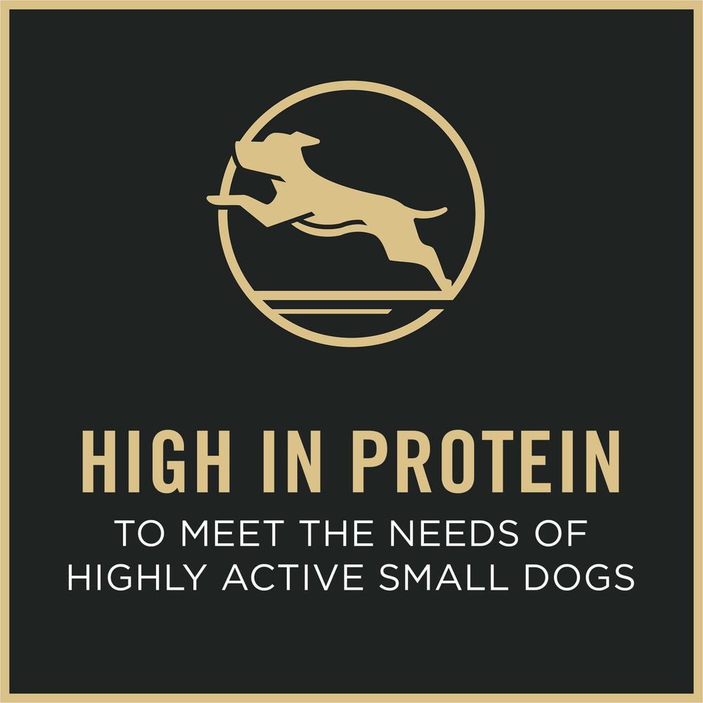 Purina Pro Plan Small Breed probiotics label emphasizes gut-friendly live cultures.
