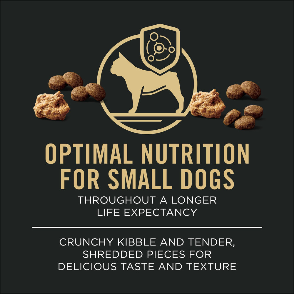 Purina Pro Plan Small Breed real beef ingredient highlights the protein base