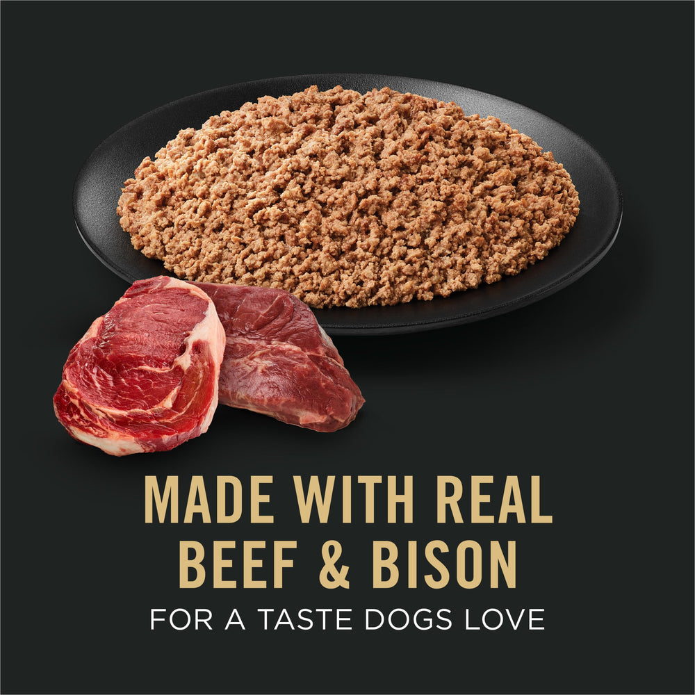 Purina Pro Plan Sport Entree Beef Bison 13oz sideview highlighting a high-protein meal