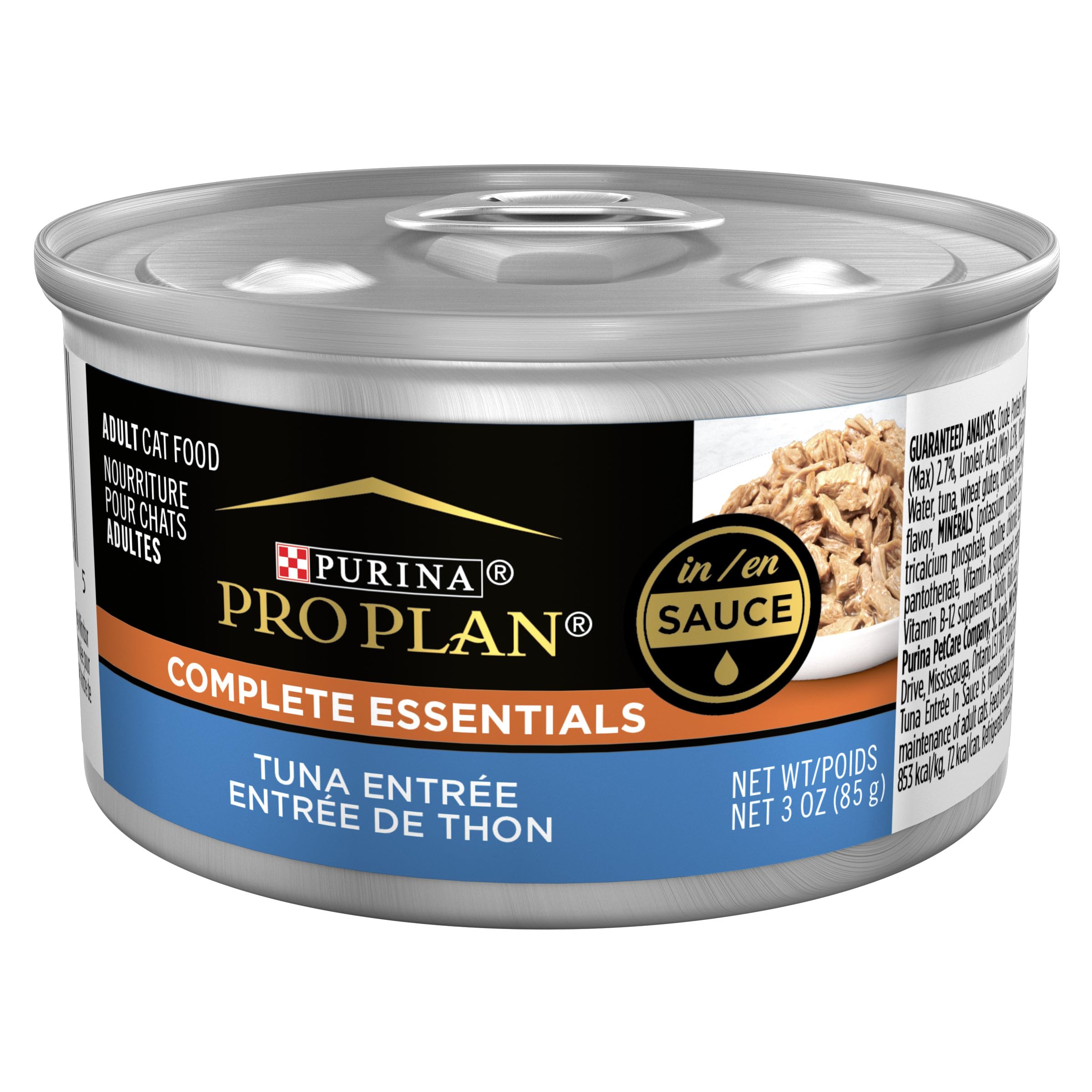 Purina Pro Plan Tuna Entree in Sauce pull-top can for easy serving