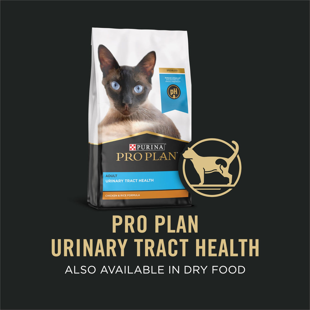 Purina Pro Plan Urinary Tract Health Chicken Entree in Gravy packaged in a 24-pack.