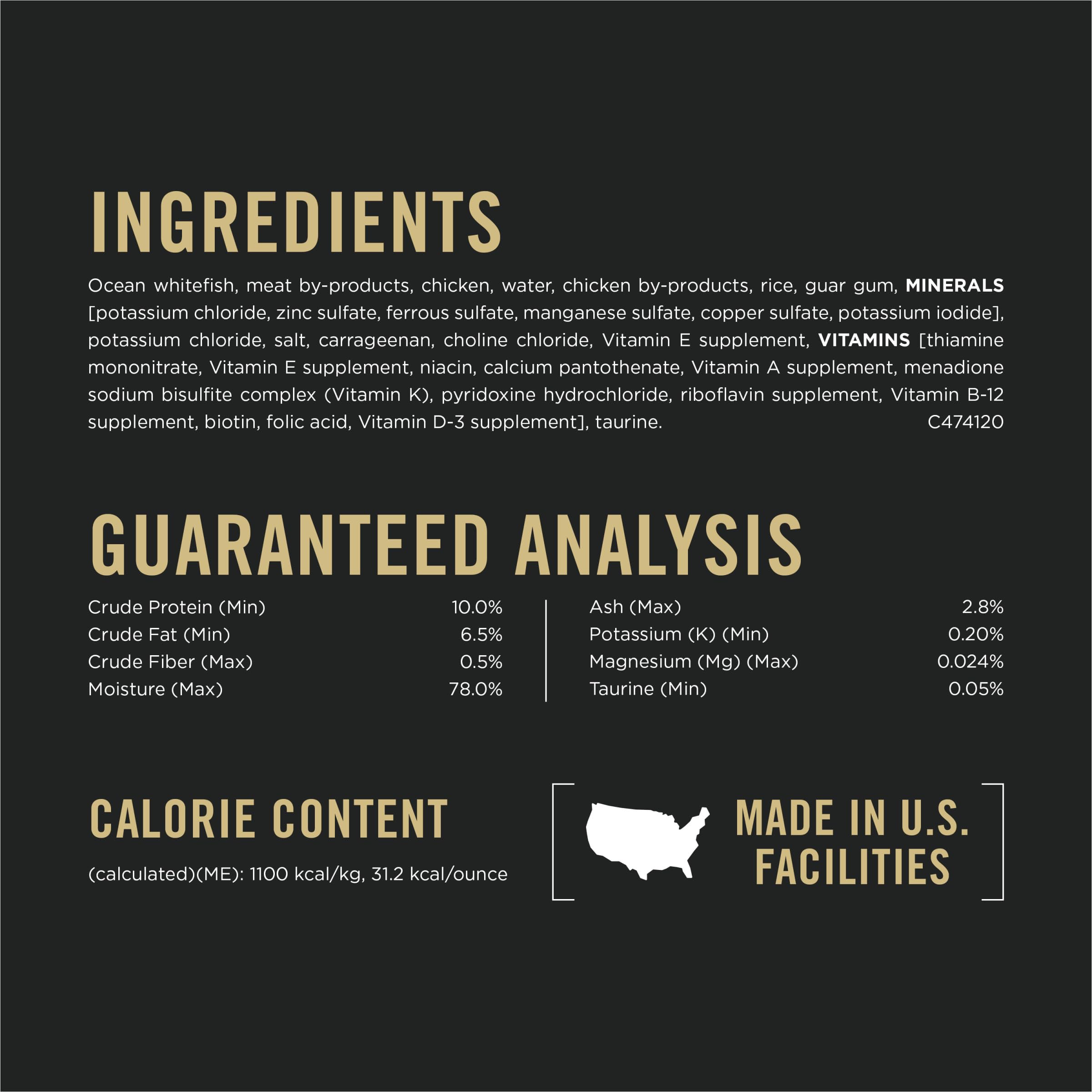 Purina Pro Plan urinary tract cat food pate close-up; real ocean whitefish