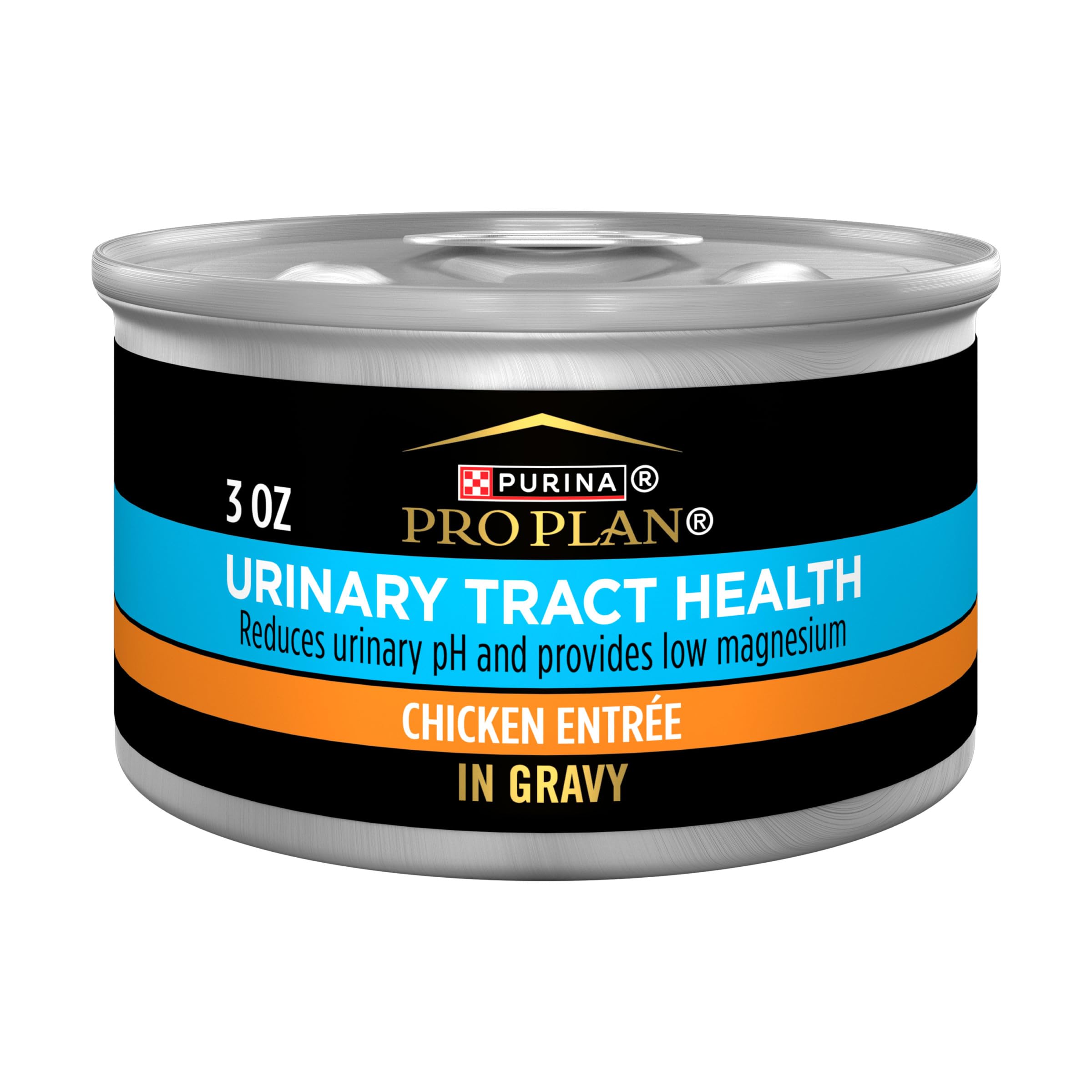 Purina Pro Plan urinary tract health can with real chicken in gravy.