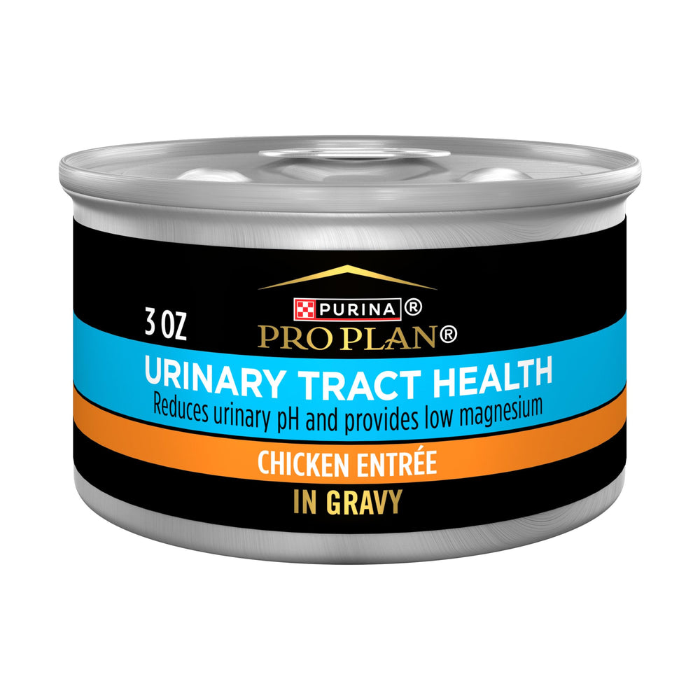 Purina Pro Plan urinary tract health can with real chicken in gravy.