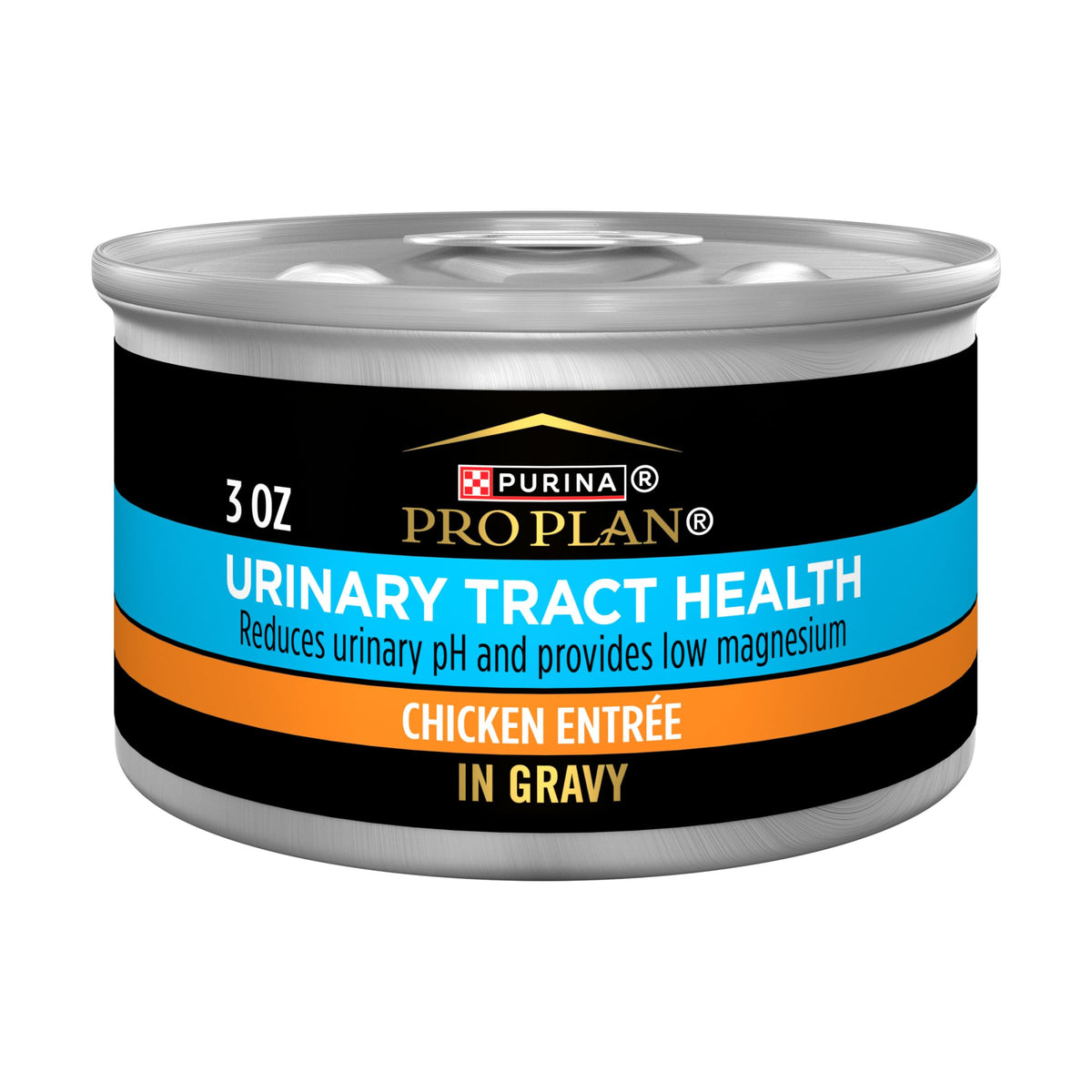 Purina Pro Plan urinary tract health can with real chicken in gravy.