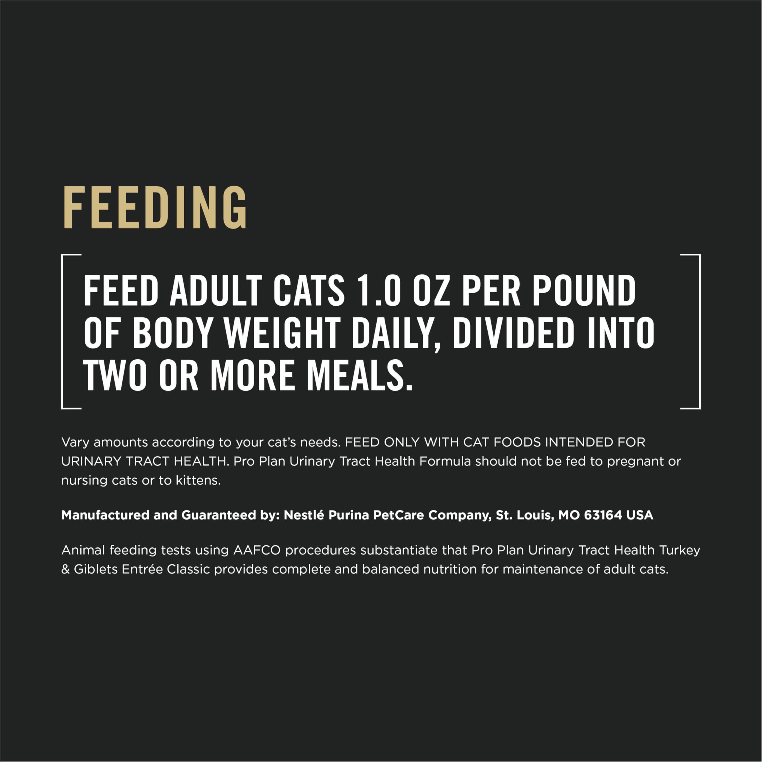 Purina Pro Plan Urinary Tract Health serving suggestion shows portions