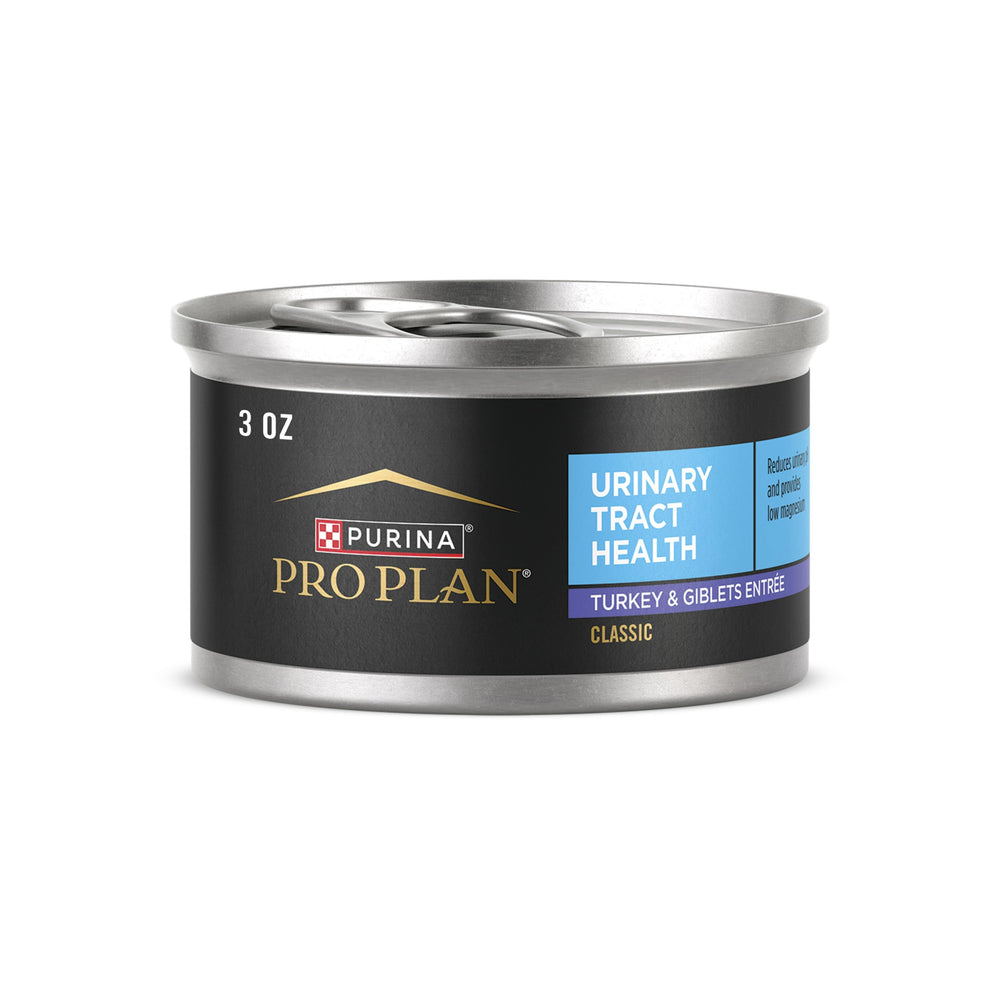 Purina Pro Plan Urinary Tract Health turkey and giblets pate can with 3 oz for easy feeding