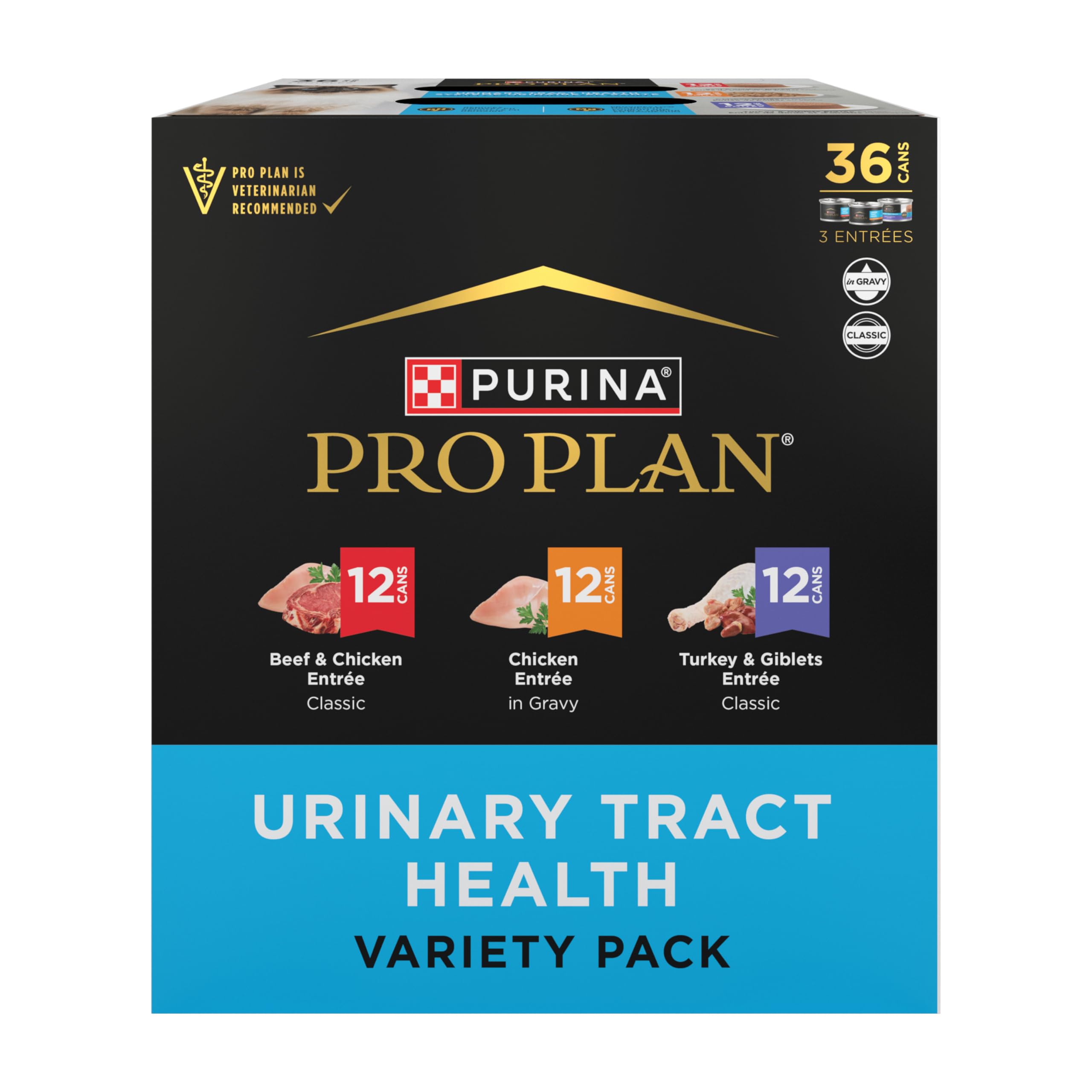 Purina Pro Plan Urinary Tract Health pack of cans with real meat variety for cats
