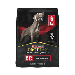 Purina Pro Plan Veterinary Diets CC CardioCare bag illustrates heart-support nutrition for dogs.