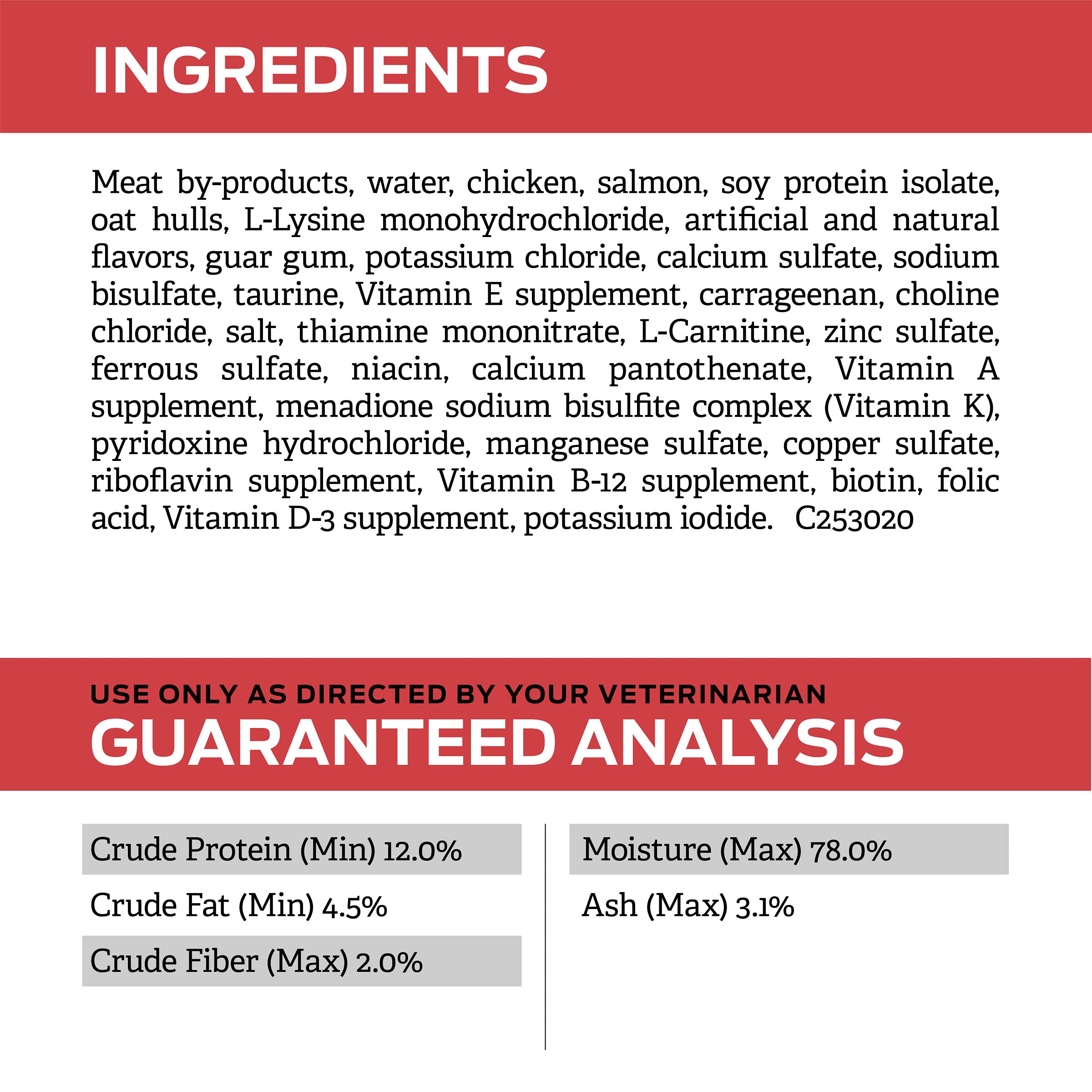 Purina Pro Plan Veterinary Diets DM ingredient detail highlighting protein content