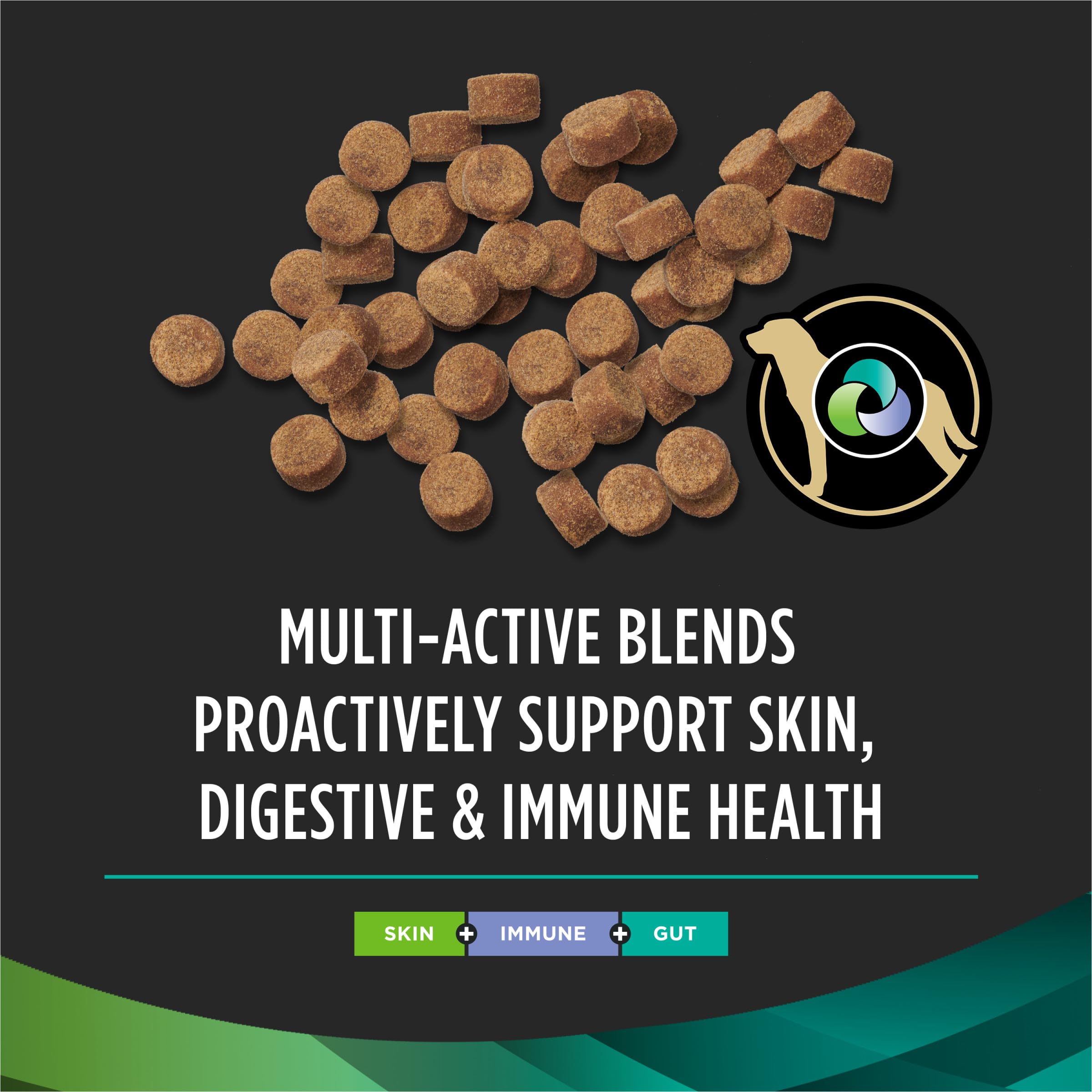 Purina Pro Plan Veterinary Diets Multi Care chews label closeup highlighting 3-in-1 health support