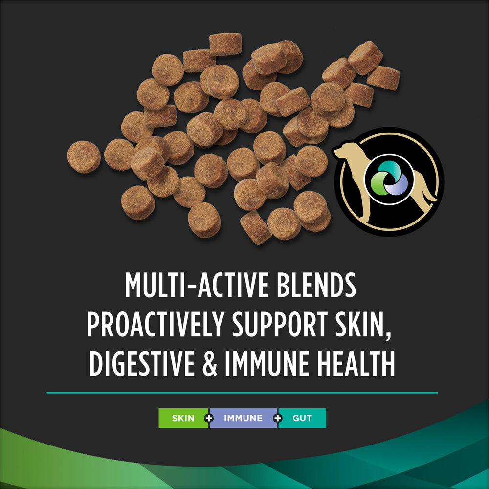 Purina Pro Plan Veterinary Diets Multi Care chews label closeup highlighting 3-in-1 health support
